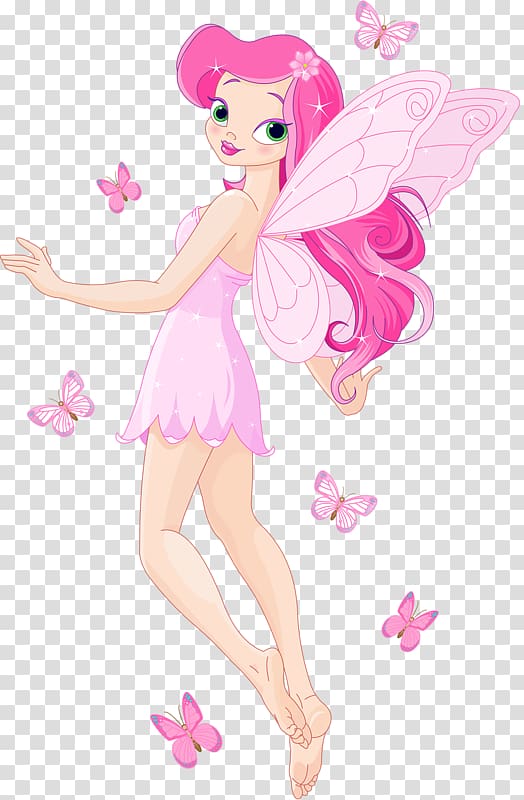 pink-haired fairy , Tooth fairy Illustration, Elf Girl transparent background PNG clipart