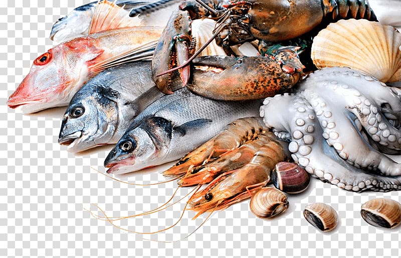 assorted seafood lot, Seafood Fish market Top Choice Fish Lobster, fish transparent background PNG clipart