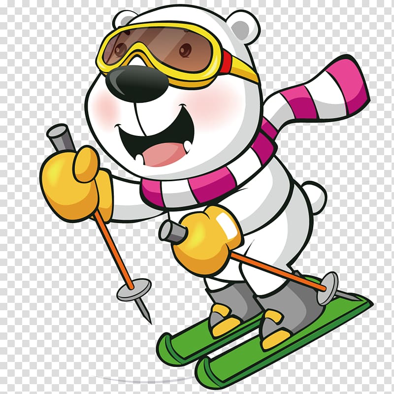 Penguin Cartoon Skiing Illustration, Cartoon hand painted cute ski