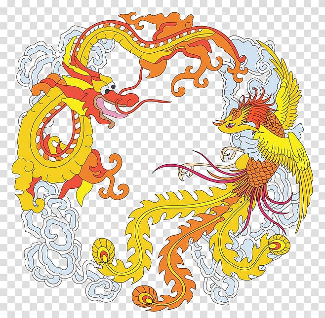 Fenghuang Cartoon , Hand-painted dragon transparent background PNG clipart