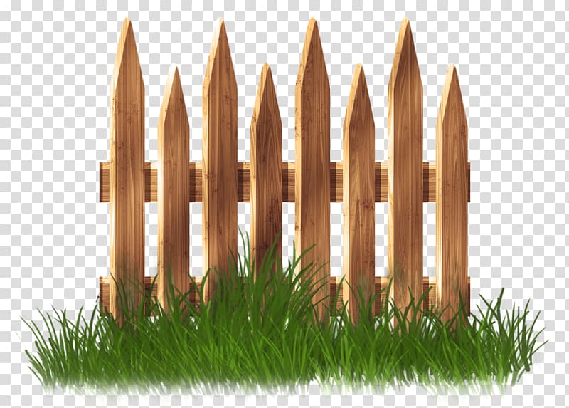 Fence Garden Lawn , Wooden Garden Fence with Grass , brown wooden fence with green grass illustration transparent background PNG clipart
