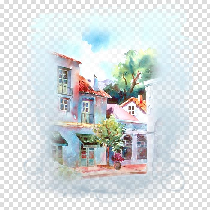 Watercolor painting Work of art Architecture, painting transparent background PNG clipart