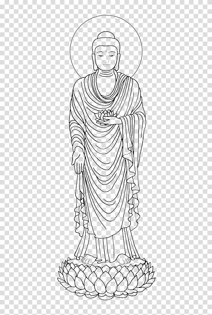 Shakya Tibetan Buddhism Tibetan Buddhism Cundi, Simple hand-painted standing Shakya Muni Buddha transparent background PNG clipart