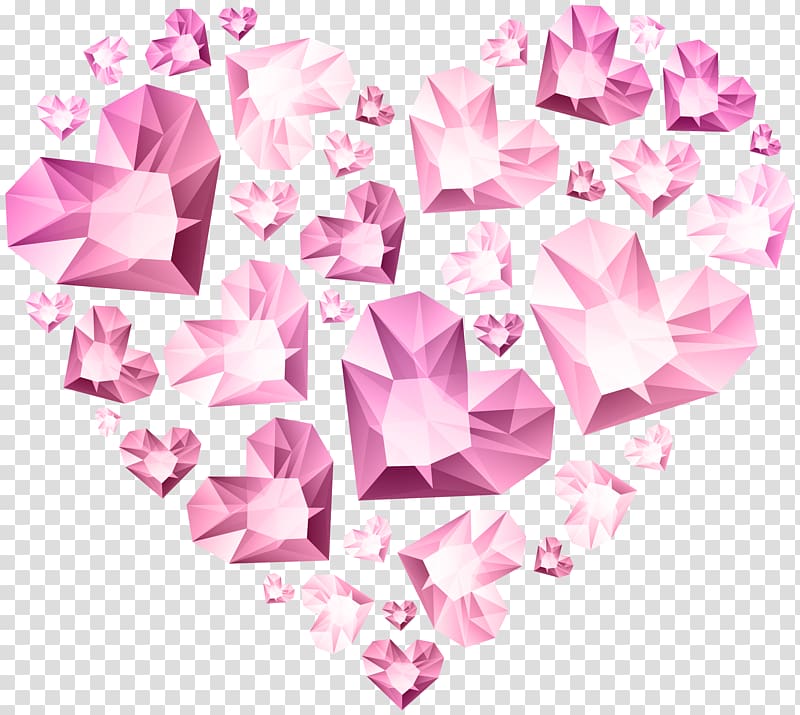 pink diamonds illustration, Heart , Hert of Diamond Hearts transparent background PNG clipart