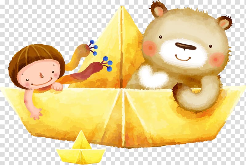 Cartoon Child , The little girl Winnie the boat material transparent background PNG clipart