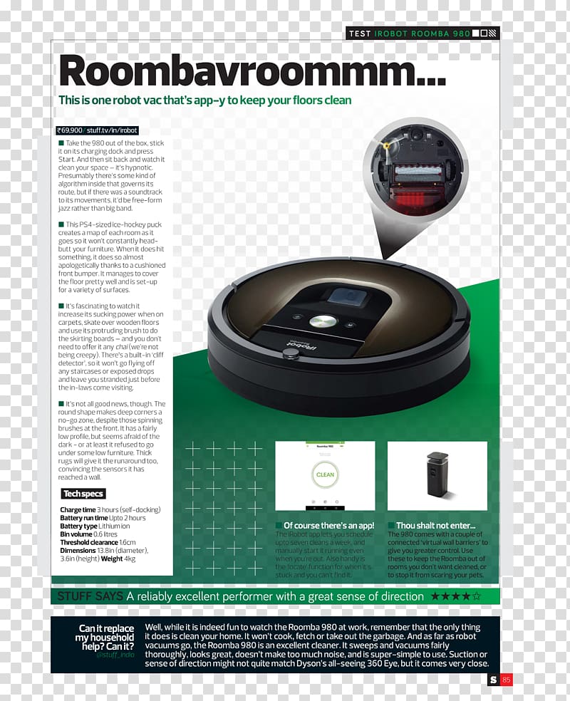 iRobot Roomba 980 iRobot Roomba 980 Robotic vacuum cleaner, robot transparent background PNG clipart