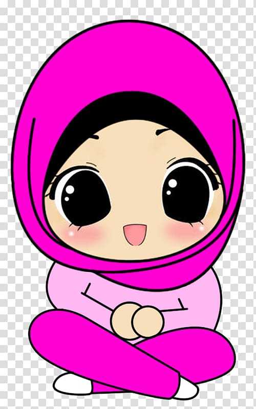 illustration of woman sitting, Hijab Muslim Islam Cartoon Drawing, muslim kids transparent background PNG clipart