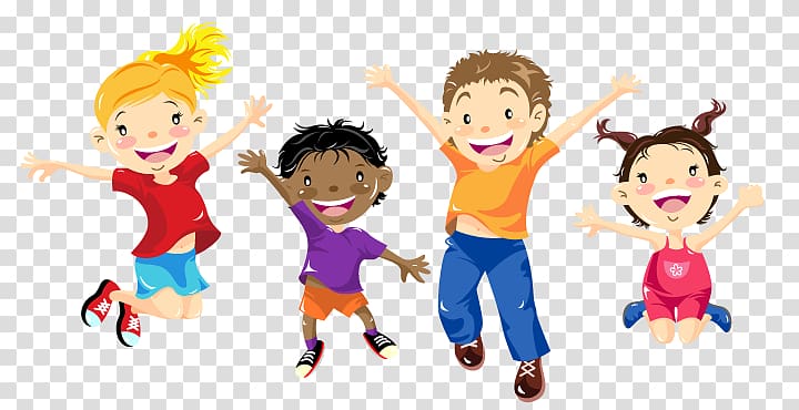 four children jumping illustration, After-school activity Elementary school Curriculum Pre-school, Kids GAMES transparent background PNG clipart