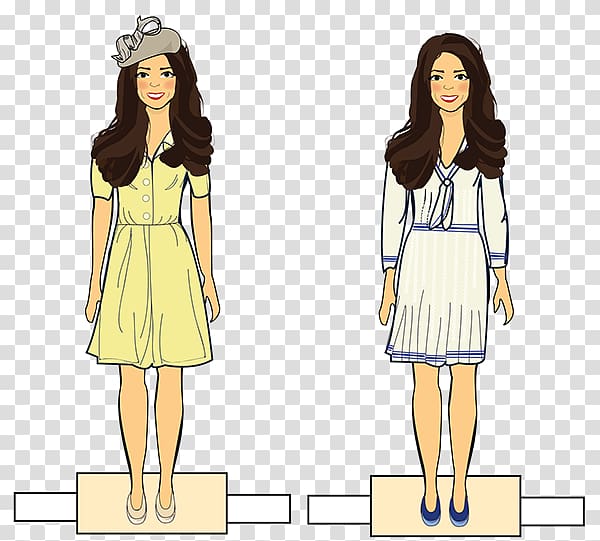 Kate Middleton Paper Doll Top, doll transparent background PNG clipart