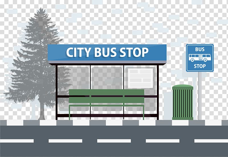 City Bus Stop shed near signage illustration, Bus stop Bus Interchange , Bus Station transparent background PNG clipart