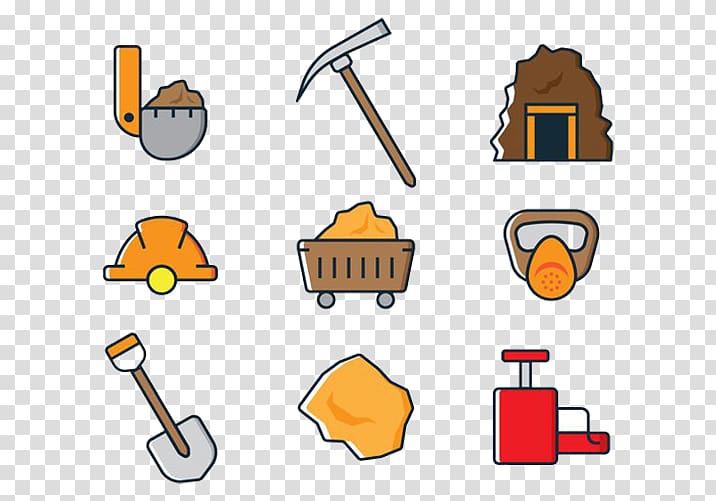 Gold mining Coal Icon, Ax shovel helmets transparent background PNG clipart