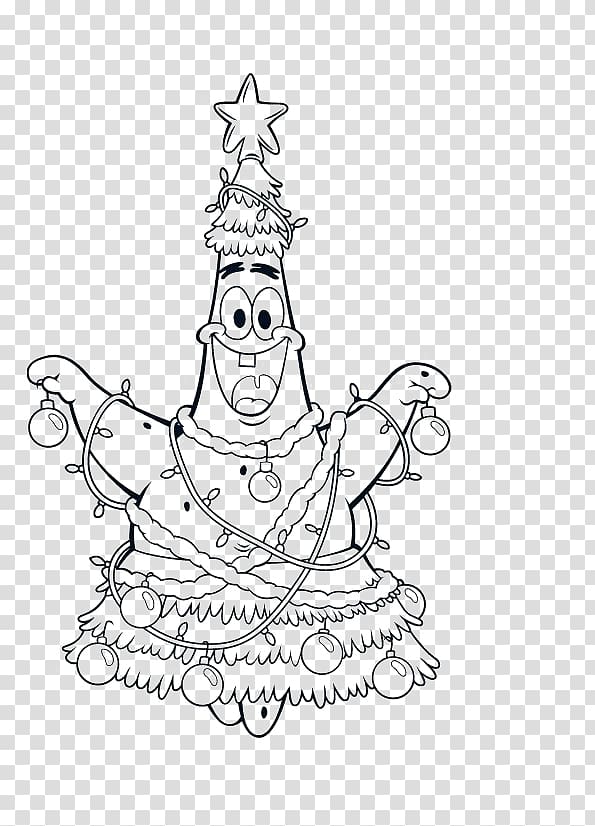Patrick Star Christmas Coloring Pages Coloring book It\'s a SpongeBob Christmas! Christmas Day, Spongebob Friends Coloring Pages transparent background PNG clipart