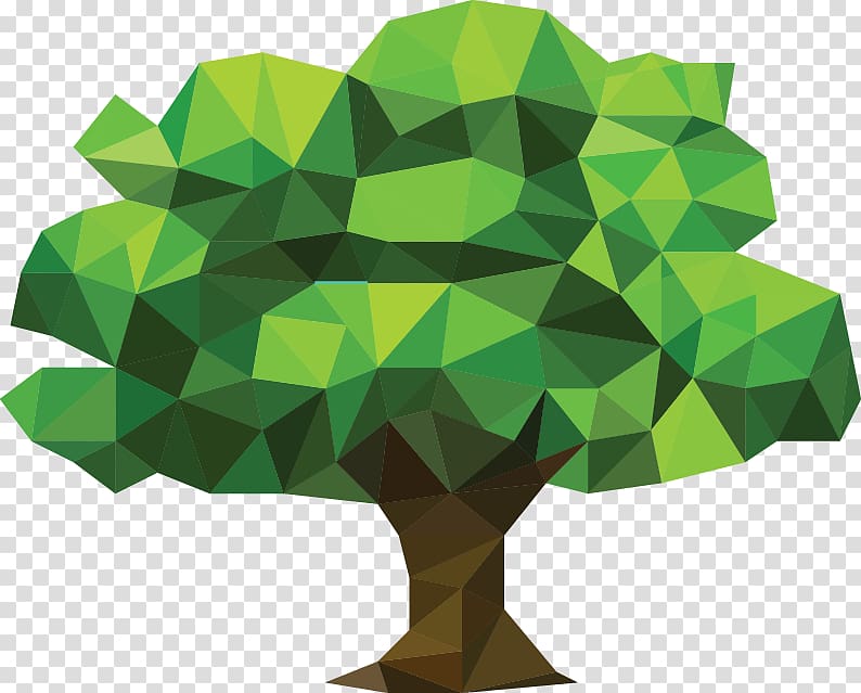 Triangle Polygon Low poly Art Tree, low poly transparent background PNG clipart