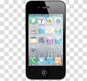 cracked black iPhone 4, Iphone 4 Broken Screen transparent background PNG clipart