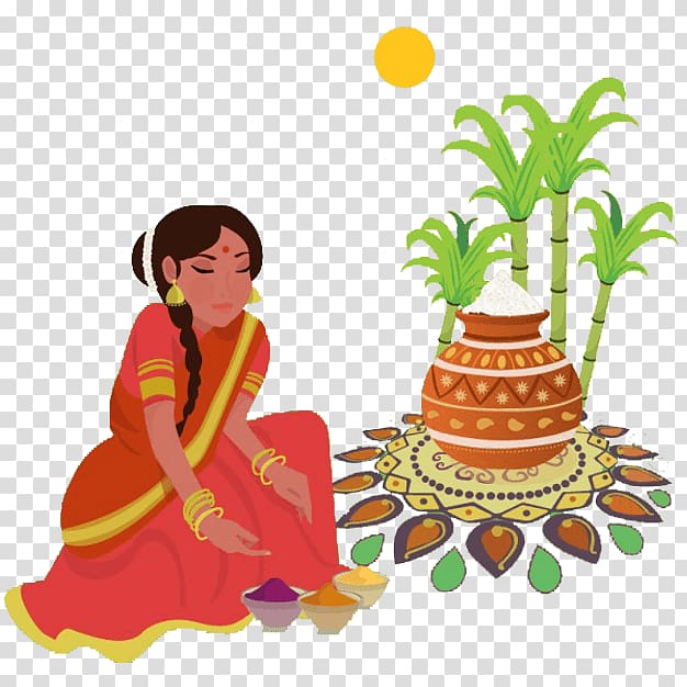 Thai Pongal Makar Sankranti Wish , pongal festival with cow transparent background PNG clipart
