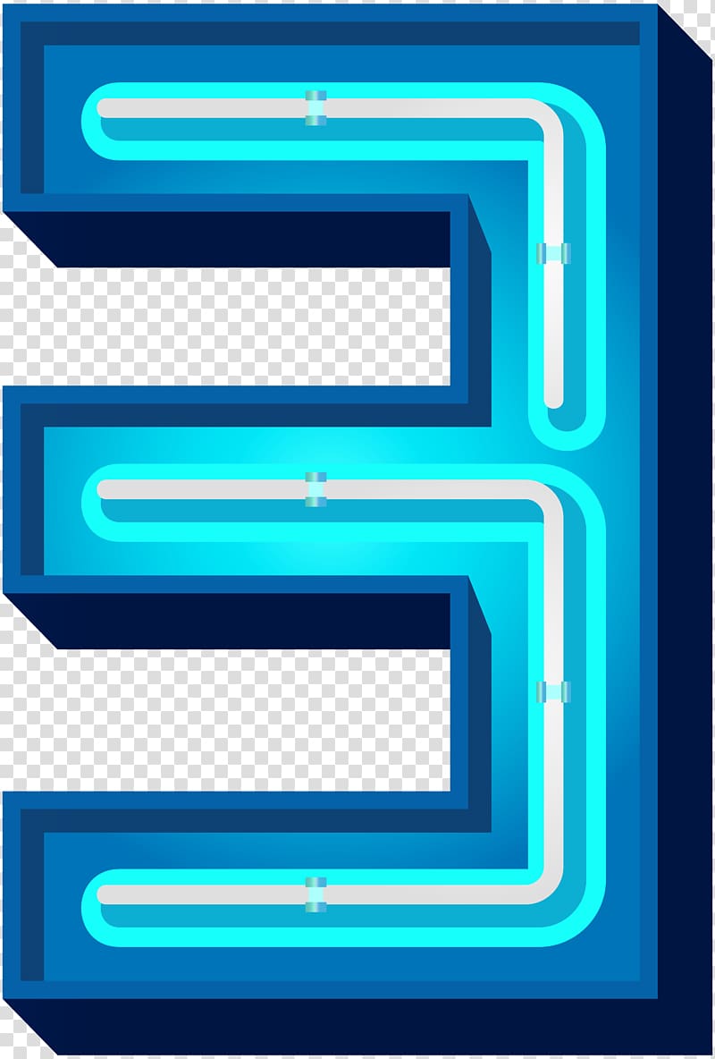 file formats Lossless compression, Number Three Blue Neon transparent background PNG clipart