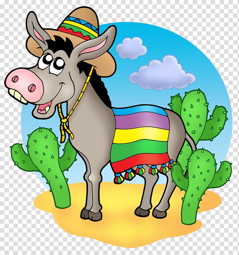 Mexicans Donkey Illustration, A pony in a hat transparent background PNG clipart