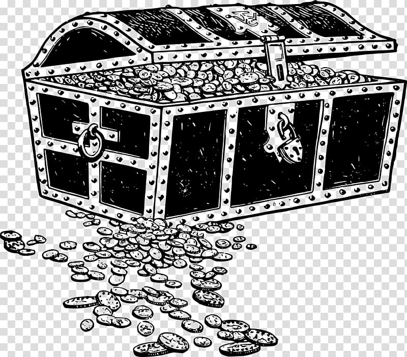 Treasure Chest Black and White transparent background PNG clipart