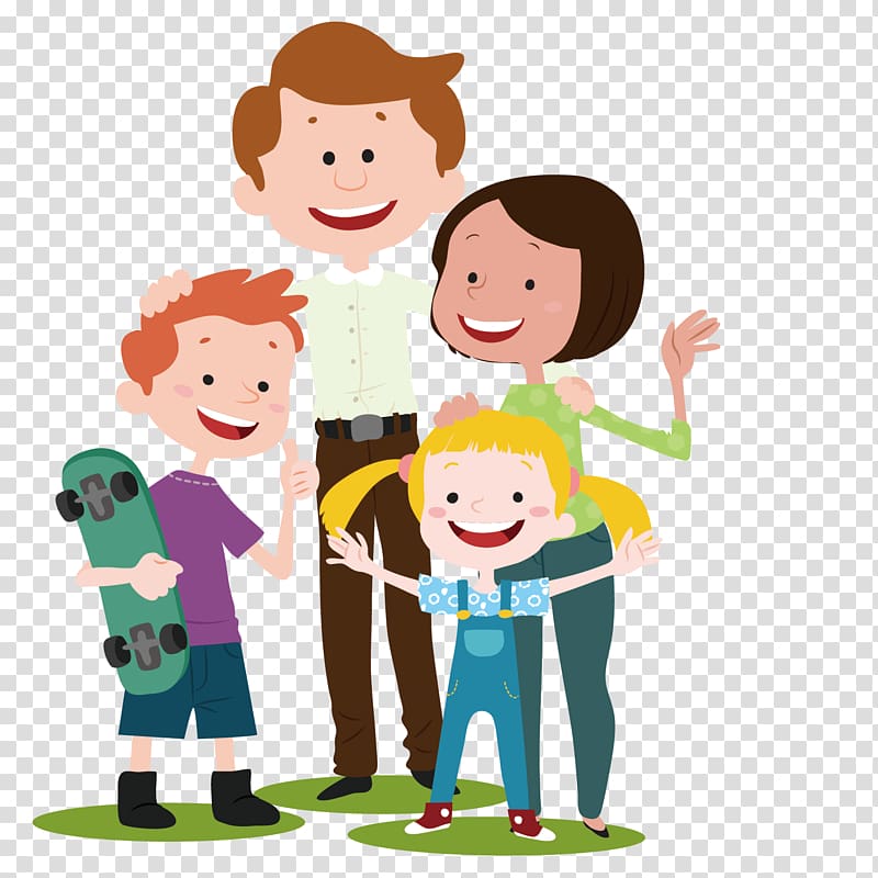 girl and boy illustration, Family Cartoon, cartoon family transparent background PNG clipart