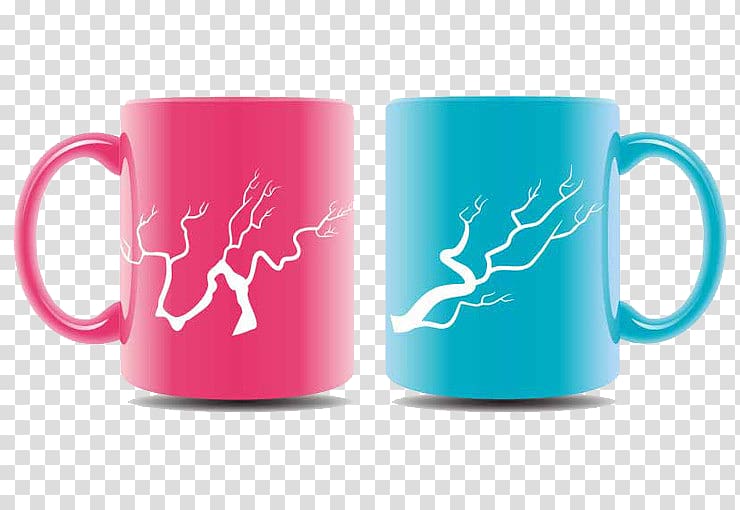 Coffee cup, Red and blue cup transparent background PNG clipart