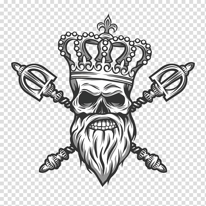 bearded skull , Human skull symbolism Crown , skull print transparent background PNG clipart