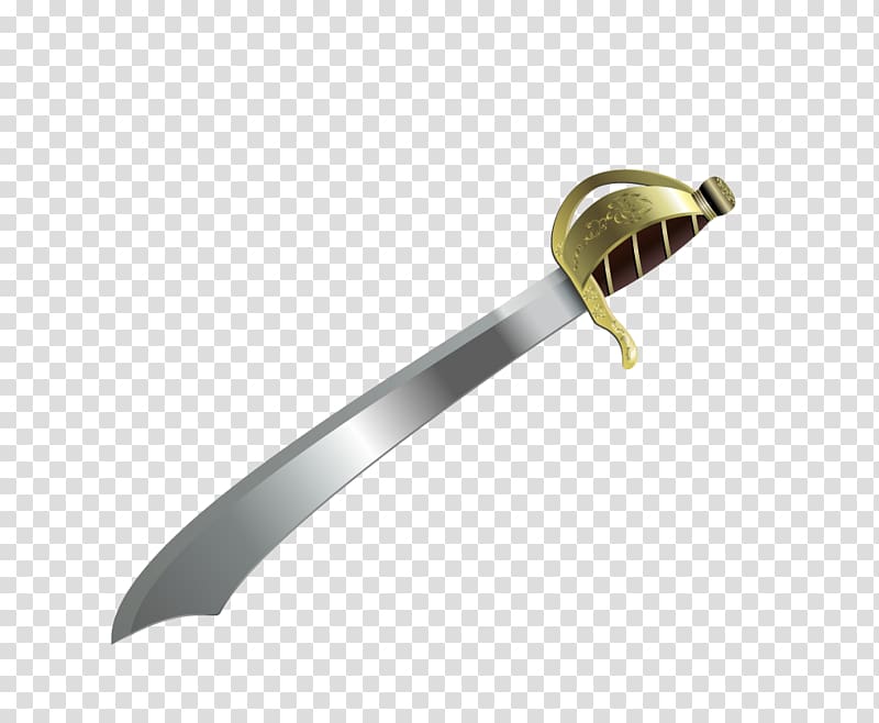 gold-colored handled grey sword a, Japanese sword Guandao Weapon, Pirate sword transparent background PNG clipart