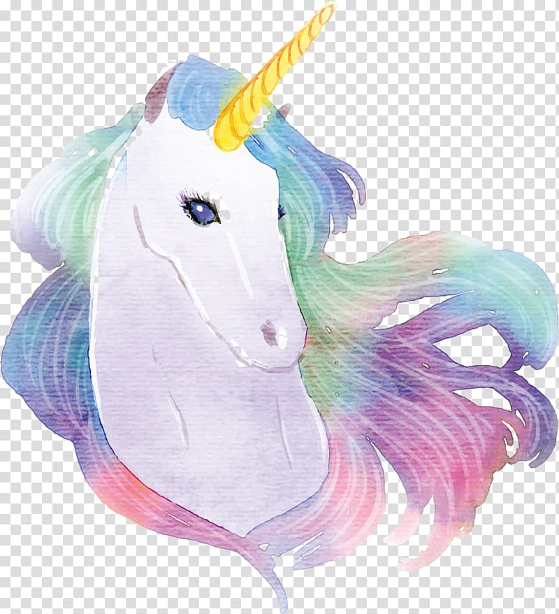 illustration of multicolored unicorn, Unicorn Watercolor painting Drawing, Water color white unicorn transparent background PNG clipart