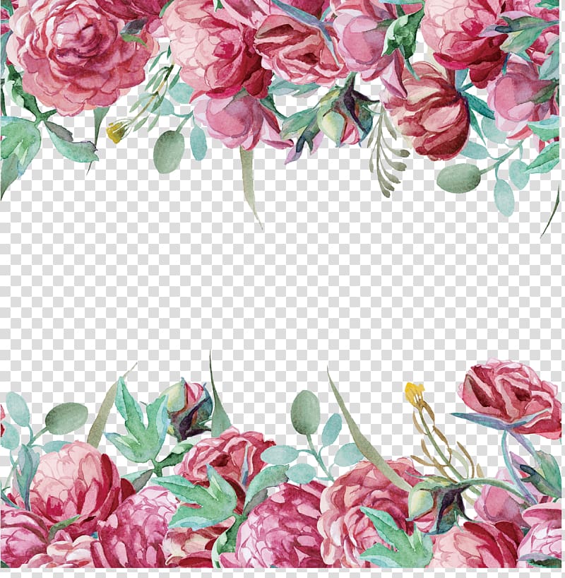pink roses illustration, Flower Computer file, Flower Border transparent background PNG clipart
