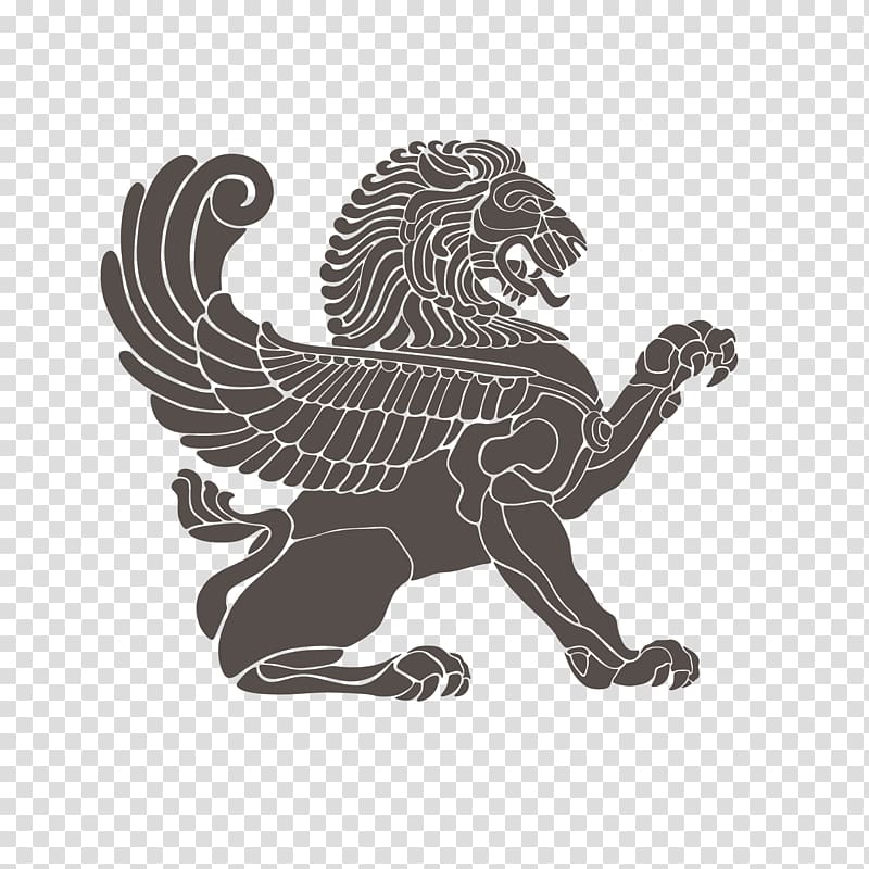 brown lion illustration, Winged lion, Long wings of the lion transparent background PNG clipart