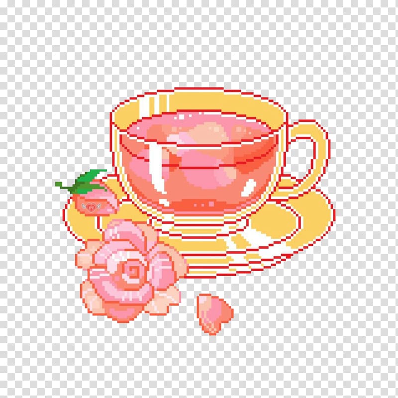 Teacup Pixel art, Tea Cup transparent background PNG clipart