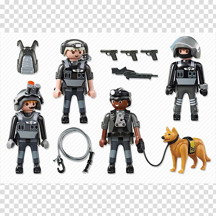 SWAT Police car Playmobil Toy, Police dog transparent background PNG clipart