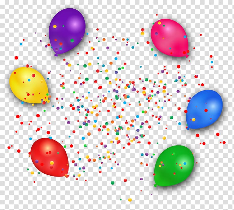 Paper Balloon Confetti , Colored balloons and confetti transparent background PNG clipart