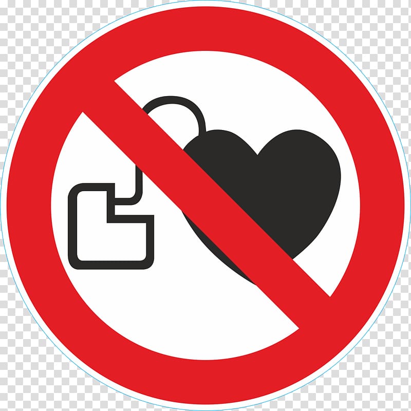 No symbol Artificial cardiac pacemaker ISO 7010 Forbud Sign, Defibrillator transparent background PNG clipart