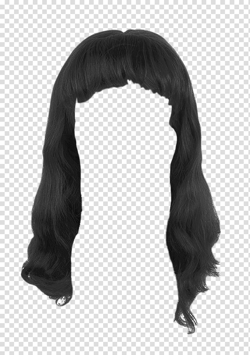woman's black hair illustration, Long hair, Girl Hair transparent background PNG clipart