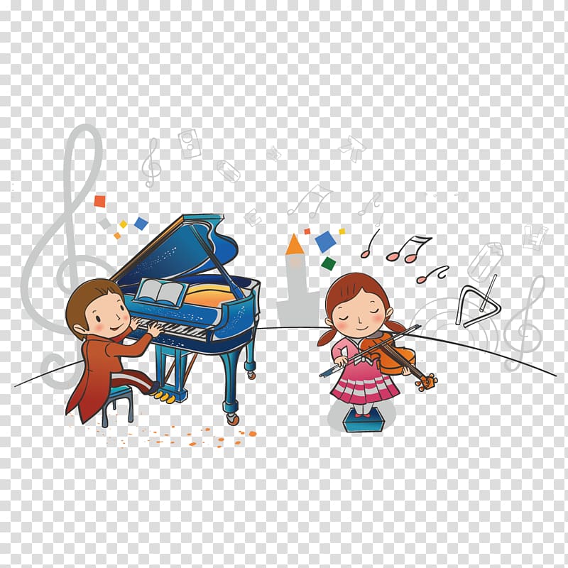 Piano Cartoon Music Child, Playing children transparent background PNG clipart