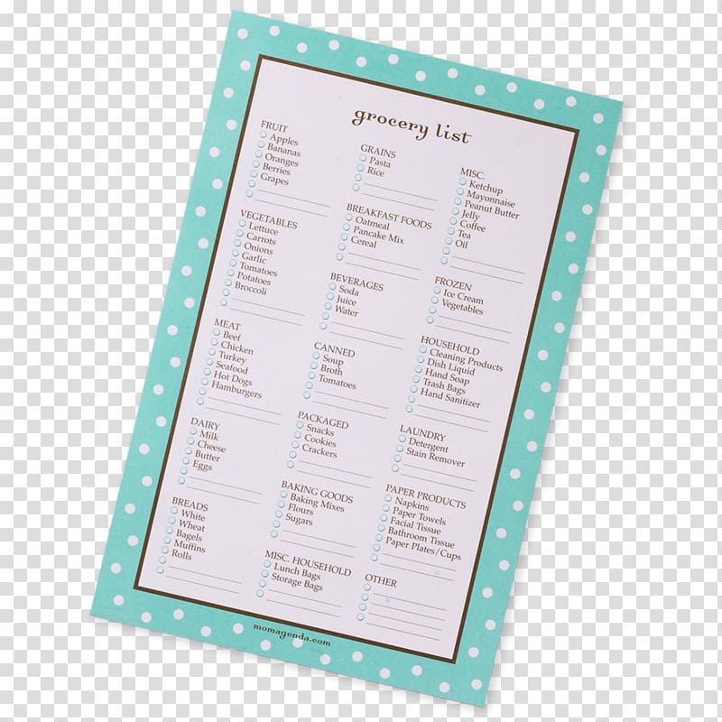 Paper Turquoise Font, shopping list transparent background PNG clipart