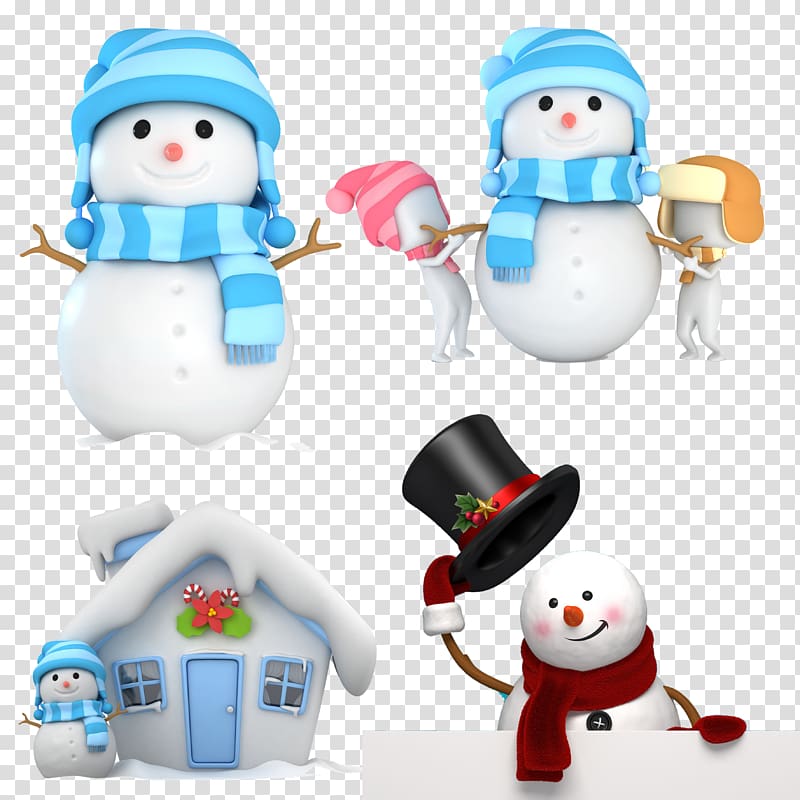 Cartoon illustration , Cartoon Snowman wearing hat and scarf transparent background PNG clipart