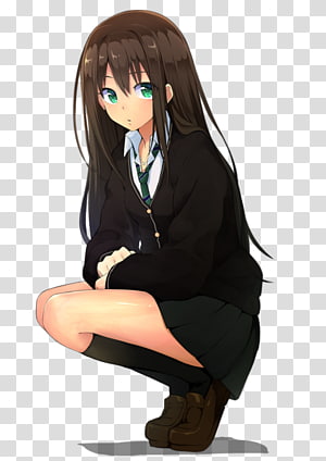 Anime girl PNG transparent image download, size: 1024x576px