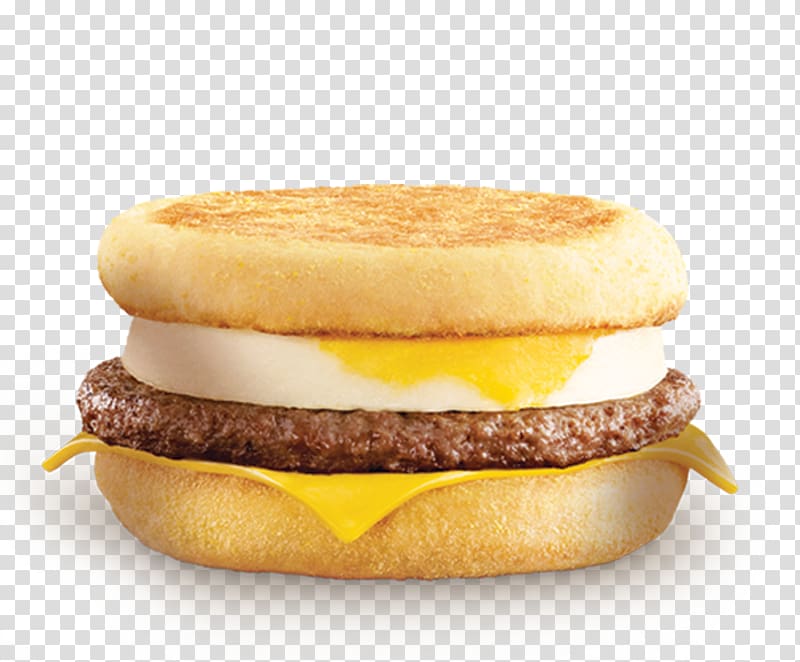 McDonald\'s Sausage McMuffin Breakfast sandwich Bacon, egg and cheese sandwich, breakfast transparent background PNG clipart