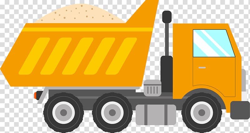 orange dump truck illustration, Car Transport Sticker Earthworks, Transported sand trucks transparent background PNG clipart