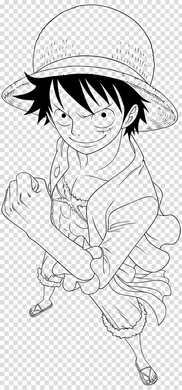 Line art Monkey D. Luffy Drawing, manga transparent background PNG clipart