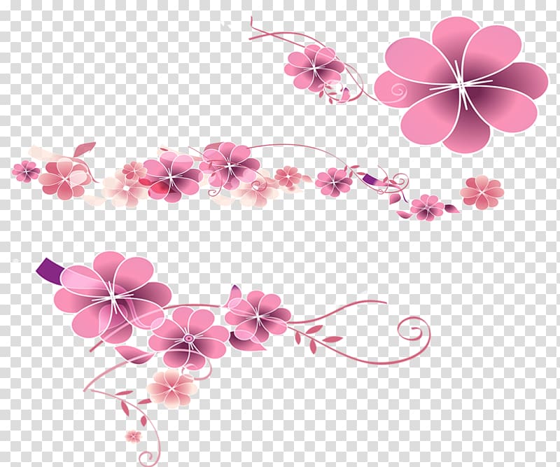 Floral Border - Peony and Cherry Blossom Flowers. Seamless Wedding