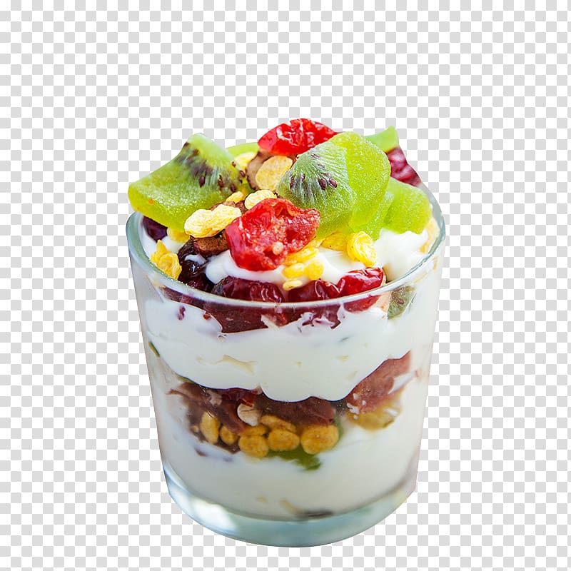 fruit salad, Trifle Breakfast cereal Cholado Vegetarian cuisine Parfait, cup of yogurt fruit cereal transparent background PNG clipart