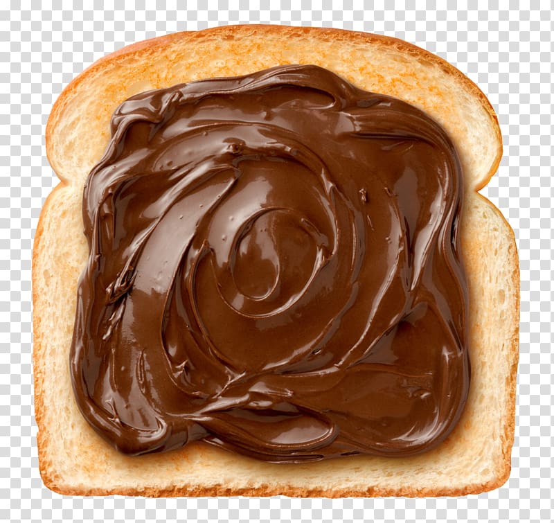 bread with chocolate spread, Toast Chocolate spread Nutella, toast transparent background PNG clipart