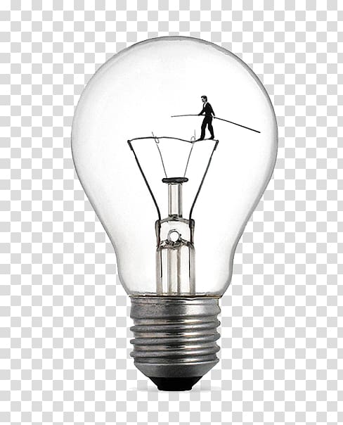 man walking inside light bulb , Incandescent light bulb Electric light Lamp Lighting, Bulb tightrope transparent background PNG clipart
