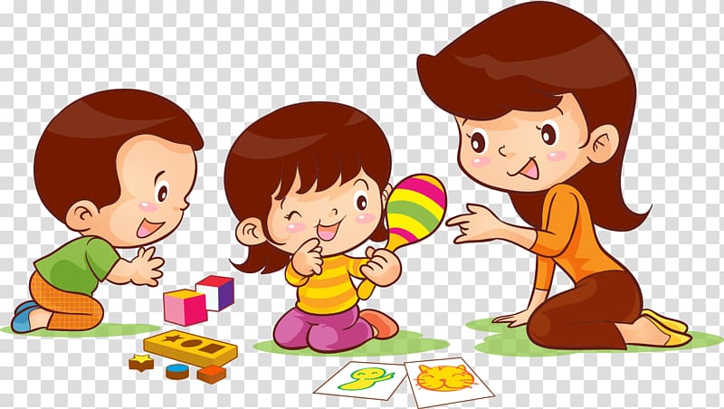 boy and girl playing with mommy , Child , kindergarten transparent background PNG clipart