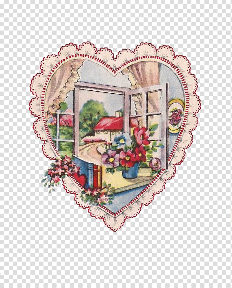 Heart Flower Floral design Valentine\'s Day, vintage card transparent background PNG clipart
