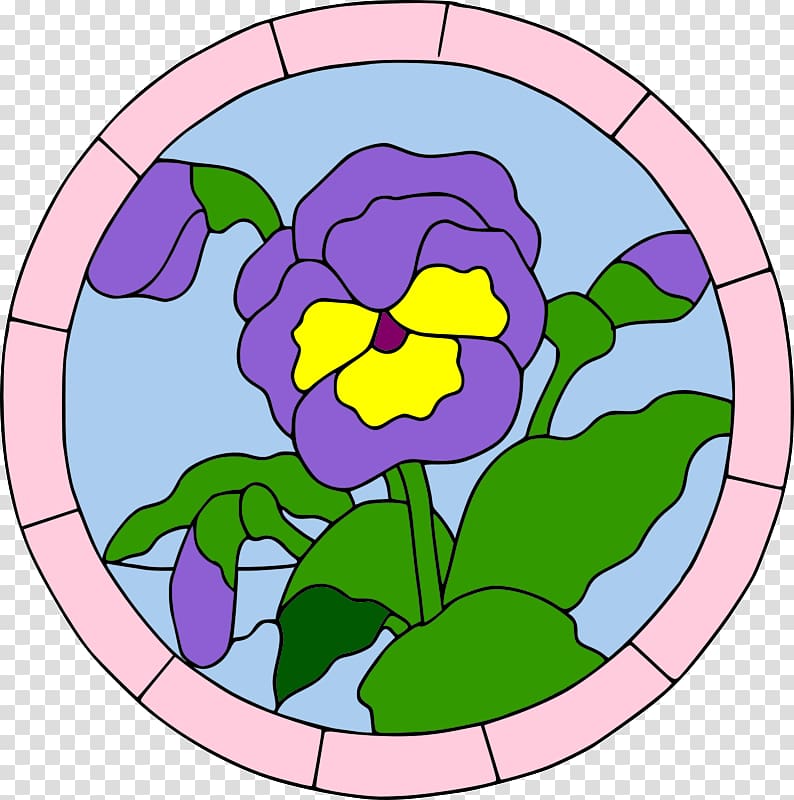 Pansy Window Stained glass Flower , Selection transparent background PNG clipart