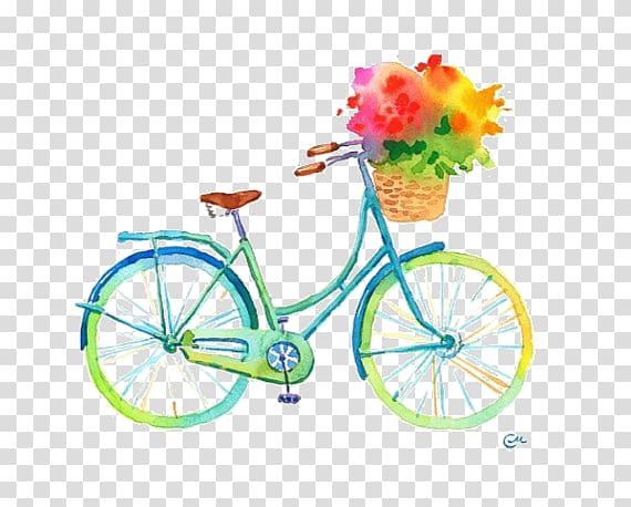 Bicycle Baskets Cycling Watercolor painting, Bicycle transparent background PNG clipart
