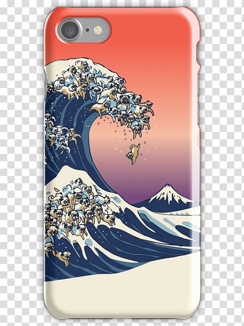 The Great Wave off Kanagawa Pug Art Ukiyo-e Canvas print, the great wave transparent background PNG clipart